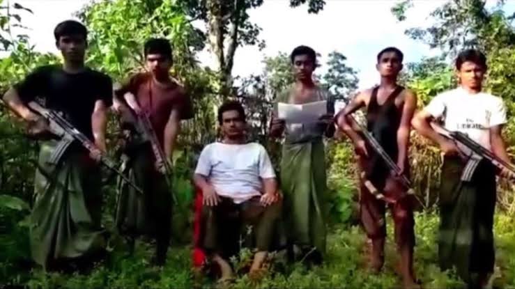 Bengali Muslim Islamic Terrorist organization Arakan Rohingya Salvation Army (ARSA) leader Ata Ullah with his Terrorist group