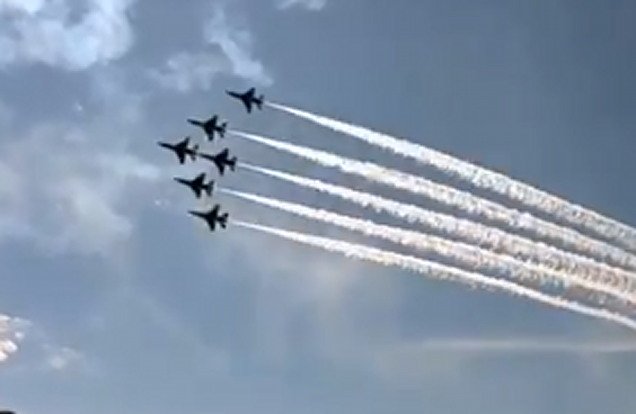  Navy Blue Angels And Air Force Thunderbirds Do Flyovers To Honor First Responders (VIDEOS)