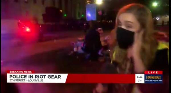  Reporter Kaitlin Rust Shot With Pepper Bullets by Louisville Police Live on Air (Video)