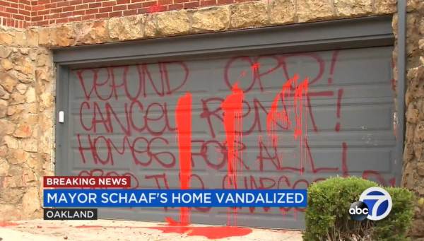  Far-Left Oakland Mayor’s House Shot With Fireworks and Vandalized By Mob of ’30-40′ Antifa Militants