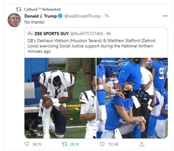  Detroit Lions and Houston Texans Quarterbacks Kneel During Anthem to Show Their Disgust for America on Thanksgiving Day
