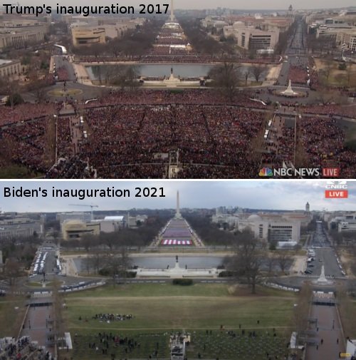  It’s Clear Based on a Comparison Between President Trump’s 2017 Inauguration and Biden’s Inauguration that Biden Has No Support and Election Is Suspect