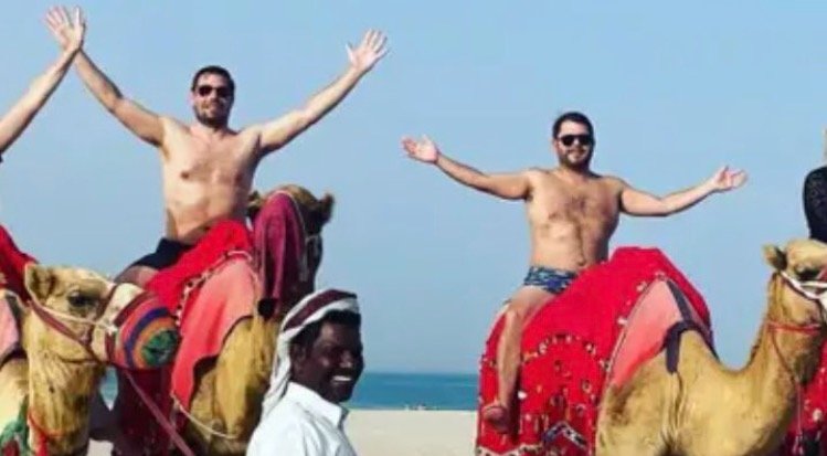  Democrat Rep. Eric Swalwell Spotted Maskless and Shirtless on a Camel in Qatar While Scolding People For Not Following Covid Rules