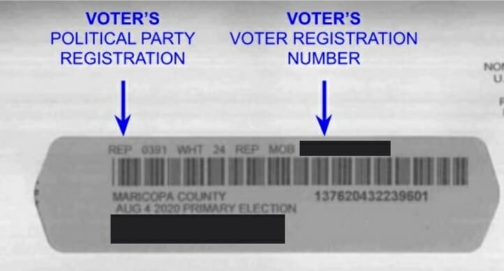  EXCLUSIVE: Ballots Mailed in Maricopa County Showed an Individual’s Party and Voter Registration Number – Likely Violating the Law