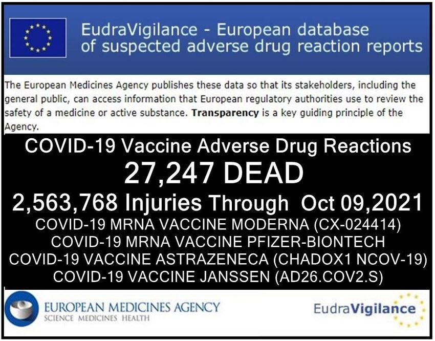  27,247 Deaths 2,563,768 Injuries Following COVID Shots in European Database – Taiwan Records More Deaths from Vaccine than Virus