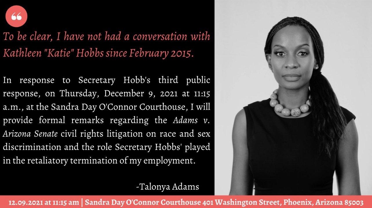  VIDEO: Abused Senate Staffer Talonya Adams Calls on Arizona Secretary Of State and Gubernatorial Candidate Katie Hobbs “RESIGN from Office – DROP OUT Of The Race For Governor”
