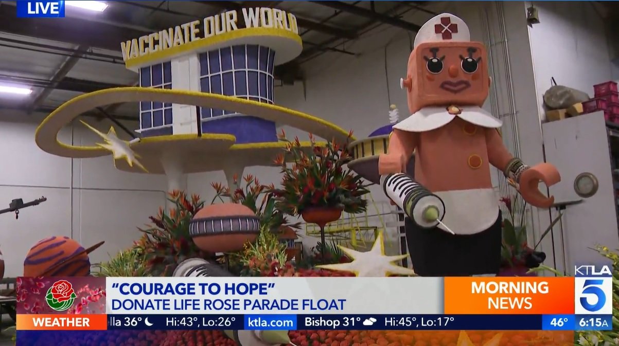  Float in Rose Parade Comes from 2022 AIDS Healthcare Foundation Entitled, “Vaccine Our World.”