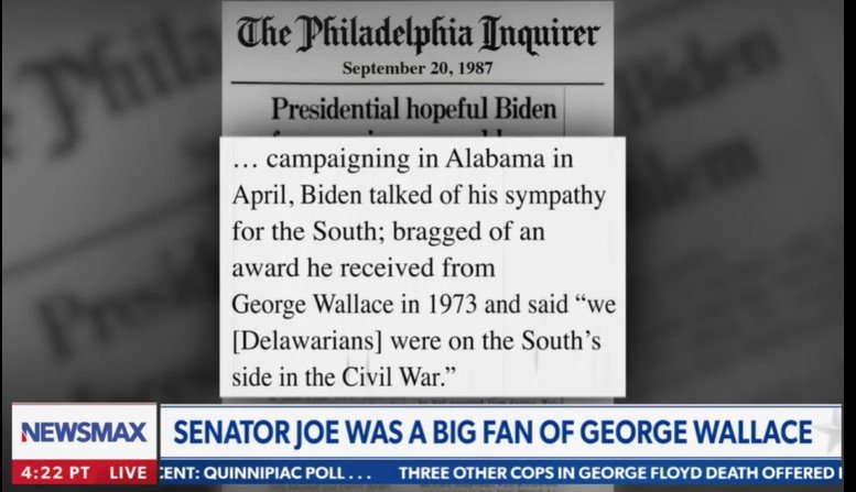  Not Making Headlines: Joe Biden Repeatedly Praised Racist  Democrat George Wallace and Bragged about an Award Wallace Gave Him (VIDEO)