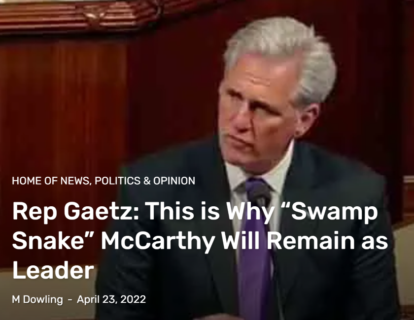  Rep Gaetz: This is Why “Swamp Snake” McCarthy Will Remain as Leader