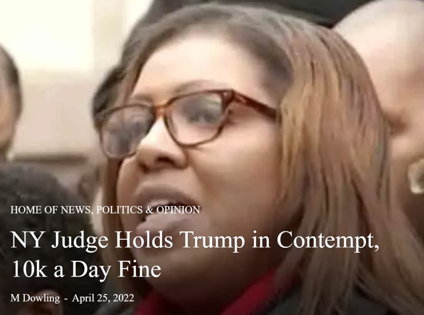  NY Judge Holds Trump in Contempt, 10k a Day Fine