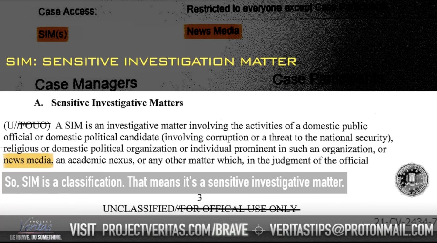  “There’s a Number of VERY Troubling Things Happening at the FBI”: Whistleblower Leaks Documents to Project Veritas Showing Agency is Targeting News Organizations With Criminal Investigations (VIDEO)
