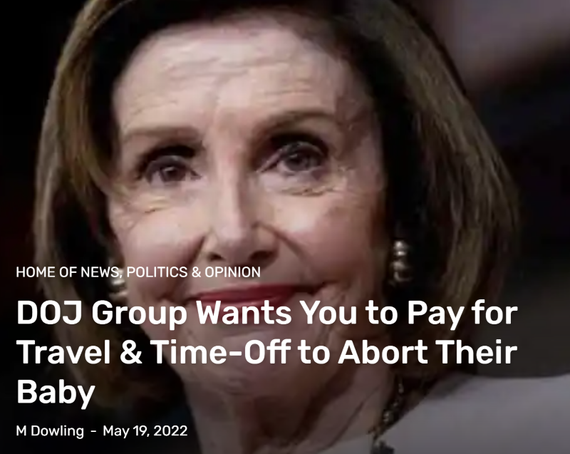  DOJ Group Wants You to Pay for Travel & Time-Off to Abort Their Baby
