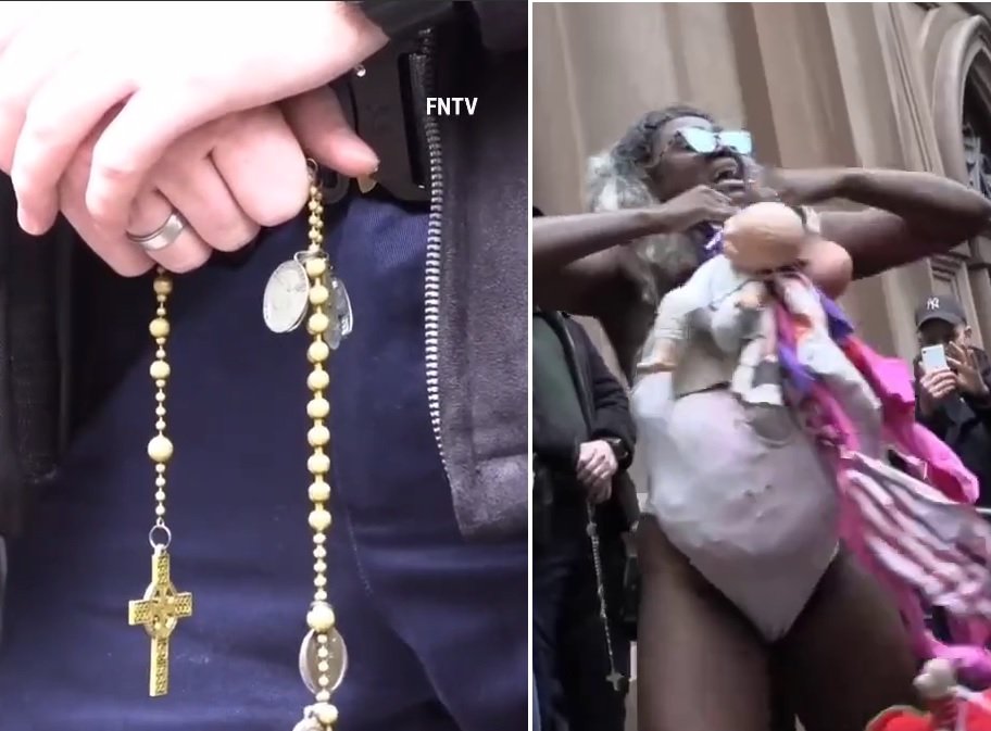  Godless Leftists Scream and Disrupt Pro-Life Prayers at New York Basilica — Protester in Swimsuit Harasses Men Saying Rosary Outside Church (VIDEO)