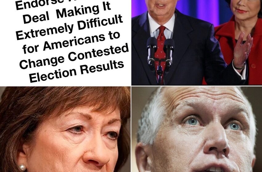  McConnell, Collins, Tillis Endorse Historic Deal  Making It Extremely Difficult for Americans to Change Contested Election Results