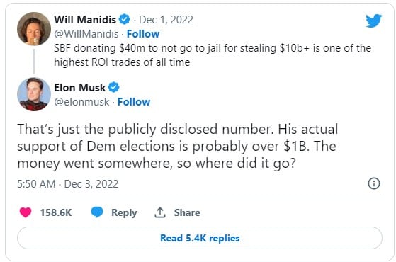  BOOM! Elon Musk Alleges FTX CEO Sam Bankman-Fried Donated over $1 Billion to Democrats
