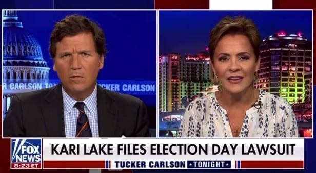  BRAVO! Tucker Carlson Only FOX News Host to Invite Kari Lake On to Discuss Shocking Election Day Fraud and Her Historic Lawsuit Against Katie Hobbs and Maricopa County (VIDEO)