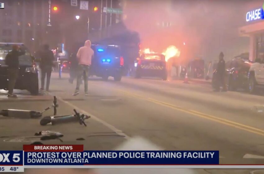  Local Reporter Calls Riot in Atlanta “Largely Peaceful Protest” as Police Cruiser Goes up in Flames in the Background (VIDEO)