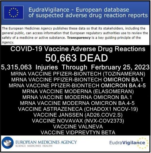  50,663 DEAD and 5,315,063 Injured Following COVID-19 Vaccines in European Database
