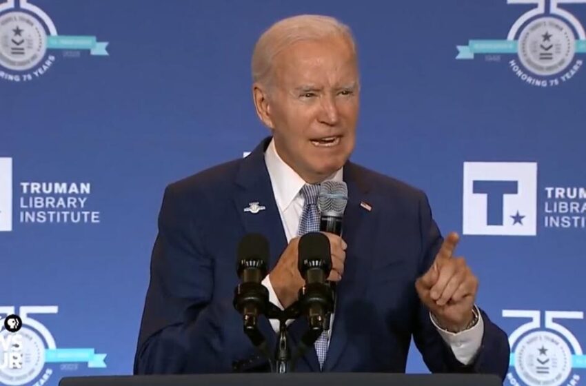  HE’S SHOT: Joe Biden Shuffles Away After Losing Battle with Teleprompter at Truman Civil Rights Symposium (VIDEO)