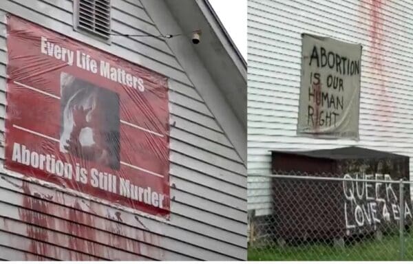  Maine Church Vandalized With ‘Queer Love’ and ‘Abortion is a Human Right’