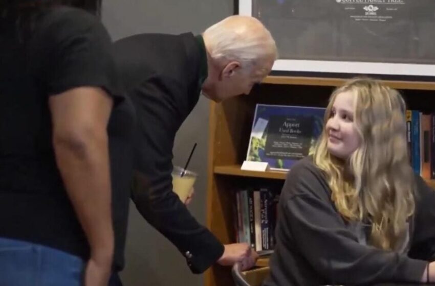  Young Girl in Coffee Shop RECOILS After Biden Creeps on Her – Whispers in Her Ear (VIDEO)