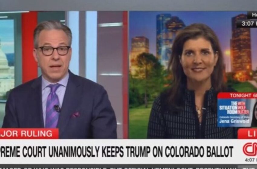  Leftist CNN Anchor Jake Tapper Malfunctions on Live TV, Tells Nikki Haley : “Donald Trump Participated in an ERECTION” (VIDEO)